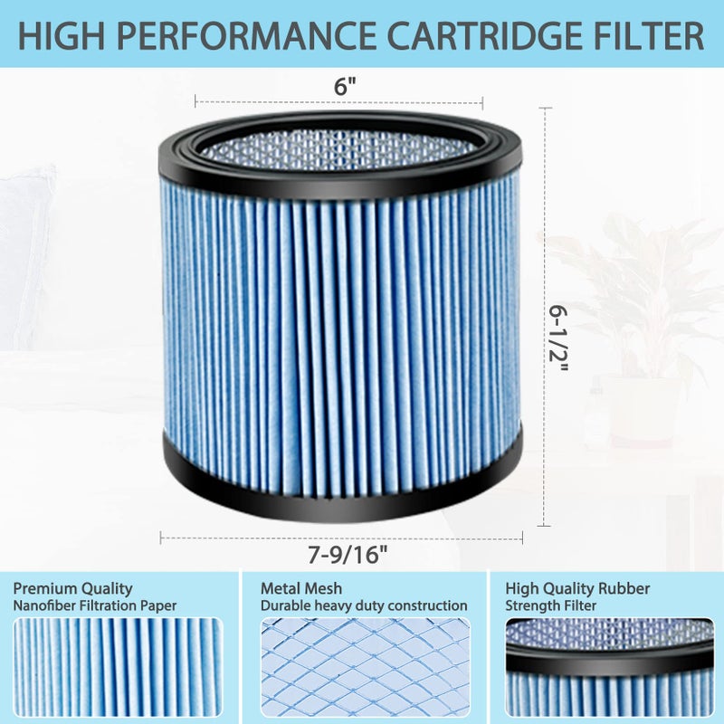 SHOPVAC Shop-Vac High Performance 90304/90344 Cartridge Filter, Fits Most 4-16 Gallon Shop-Vac Wet/Dry Vacuums, High Efficiency Filtration Paper, Washable And Reusable, 1 Pack - Image 2